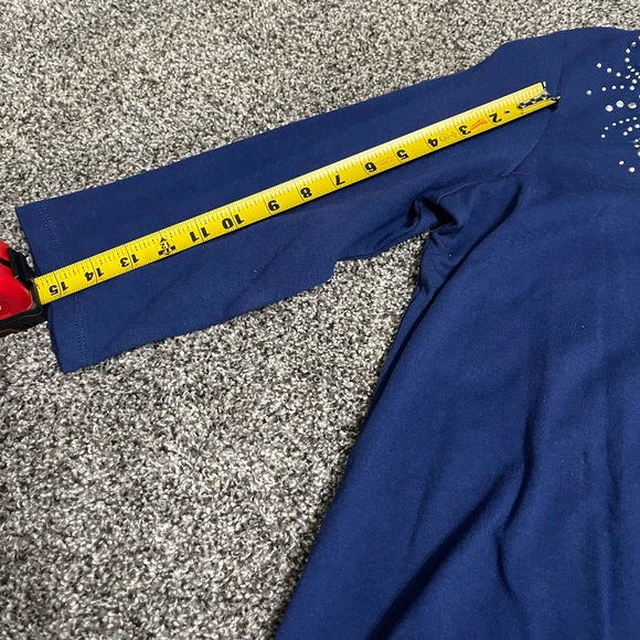 Quacker Factory blue embellished neckline long sleeve shirt M - Picture 7 of 8